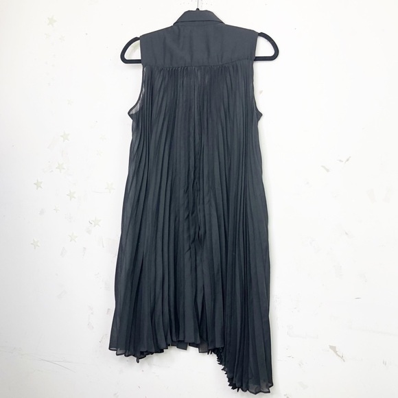 ANGELA black pleated button-down shirt dress - Picture 6 of 8